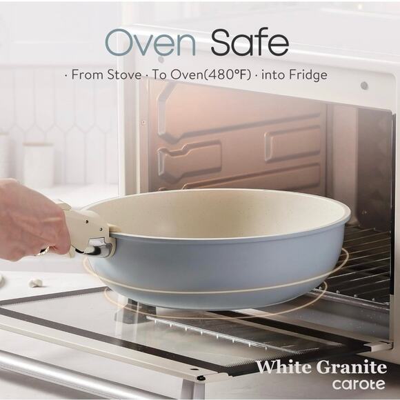 CAROTE Vibrant Blue 11-Piece Nonstick Cookware Set with Detachable Handles - Picture 5 of 12